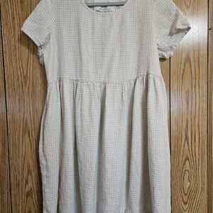 NotPERFECTLINEN Midi MAMA Cream/Natural Gingham Dress